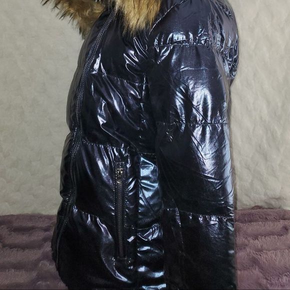 NEW WOMENS CHERFLY METALLIC BLUE PUFFER WINTER JACKET SIZE MEDIUM - Picture 3 of 6